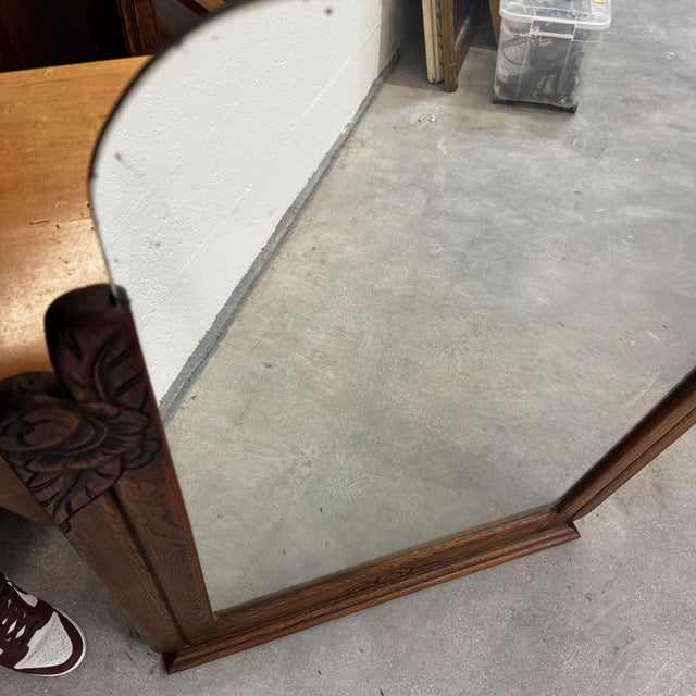 French Art Deco Oak Mirror, 1930s For Sale - Image 11 of 18