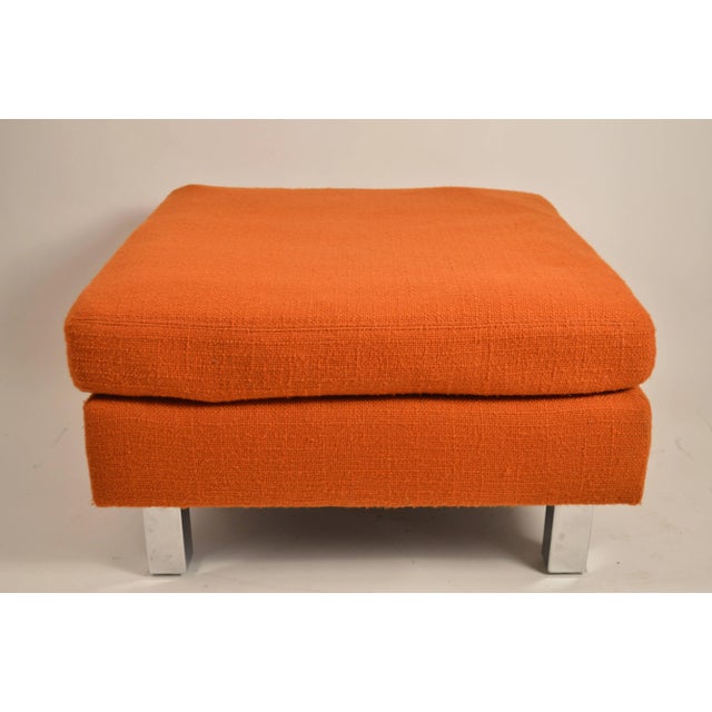Mid-Century Modern "Contempo" Square Chrome Leg Ottoman For Sale - Image 3 of 9