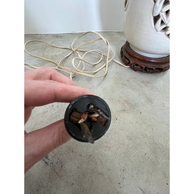 Ceramic Mid-Century Blanc De Chine Reticulated Table Lamp For Sale - Image 7 of 10