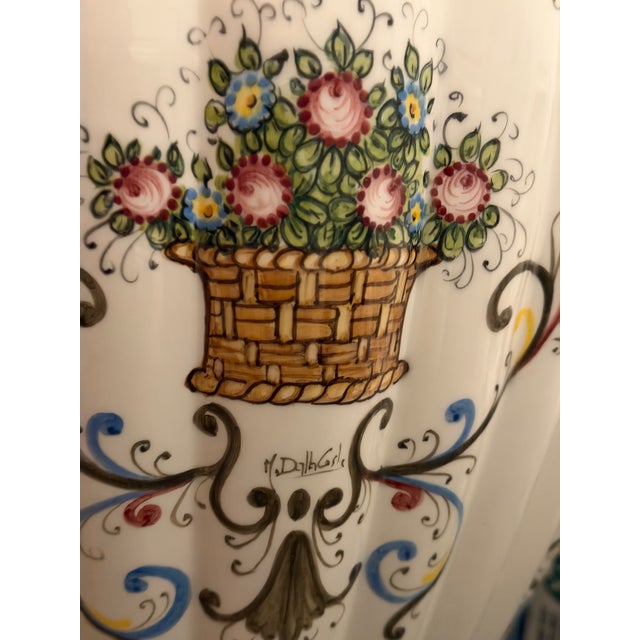 Late 20th Century Monumental Signed Italian Hand-Painted Porcelain Lidded Urn by M. Dalla Costa, 35" For Sale - Image 5 of 12