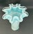 1990s Vintage Murano Style Ruffle Rim Light Aqua & White Swirl Glass Handkerchief Vase For Sale - Image 5 of 7