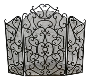Large Folding Fire Guard in Wrought Iron