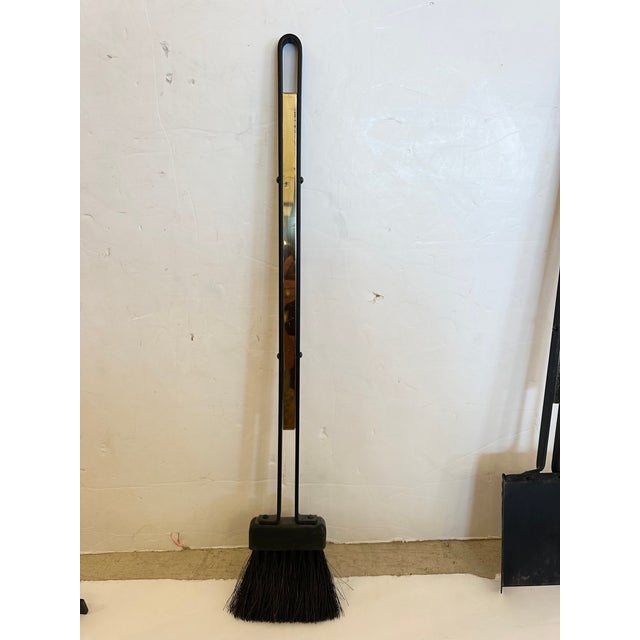 Midcentury Modern Iron and Brass Fireplace Tool Set -Set of 4 For Sale - Image 11 of 12