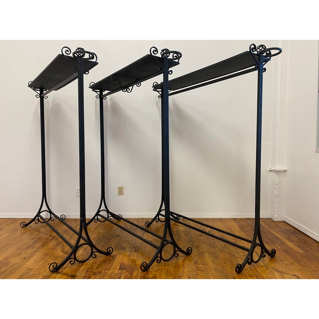 Custom Hand-Forged Wrought Iron Garment Racks - Set of 3 | Chairish