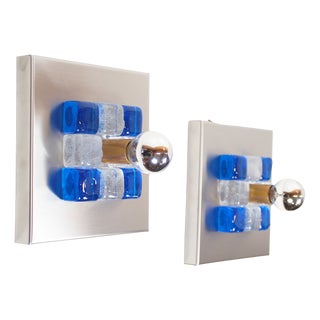Murano Glass Wall Lamps by Albano Poli for Poliarte, 1970s, Set of 2 For Sale