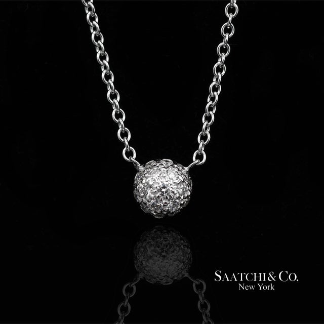 Silver 18k(750) White Gold Natural Diamond Pendant Necklace With Chain For Sale - Image 8 of 13