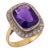 1940s Retro Amethyst Diamond 18k Two Tone Halo Ring, Size 8 For Sale