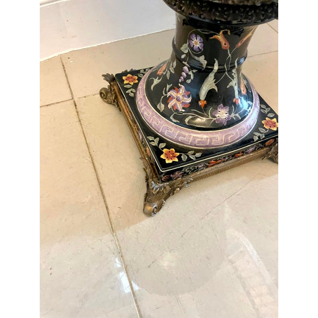 Antique French Porcelain and Brass Mounted Jardinière Urns, 1880, Set of 2 For Sale - Image 11 of 17