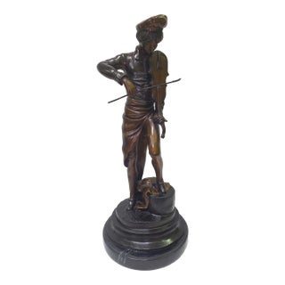 Bronze Statue of Man Playing Violin – 21" For Sale