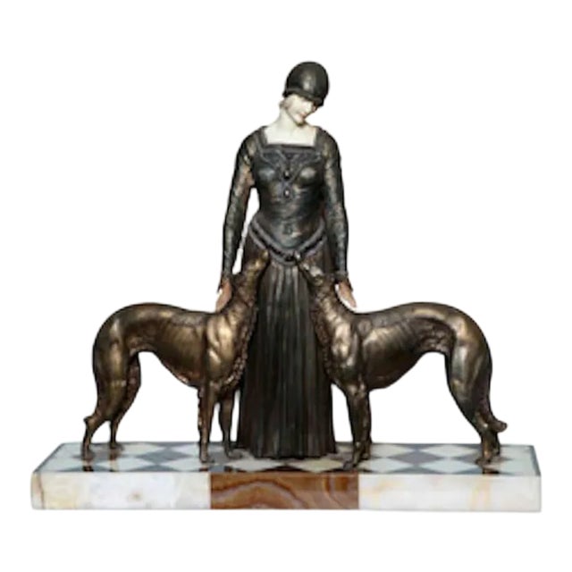 1940s "Toujours Les Amis" French Art Deco Figurative Sculpture ‚ÄòToujours Les Ami‚Äù Signed R. Lull For Sale