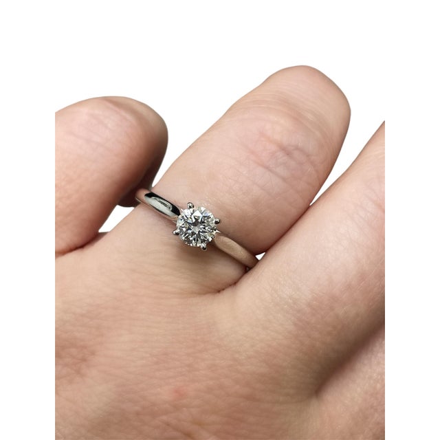 Metal Cartier, French, Platinum and Diamond Engagement Ring, Size 7.25 For Sale - Image 7 of 7