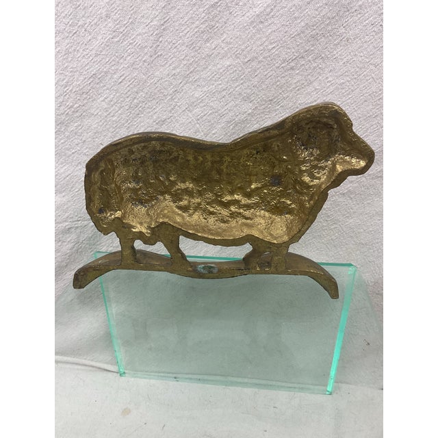 Figurative Antique Brass English Sheep Doorstop For Sale - Image 3 of 7