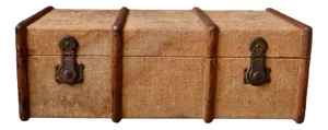 Antique Trunk in Wood and Canvas