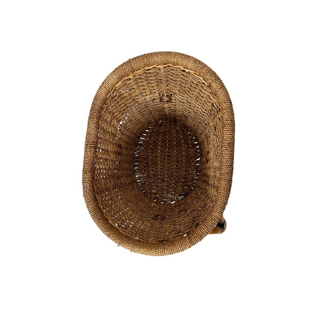 Mid Century Bamboo Rattan Basket Planter For Sale - Image 6 of 12