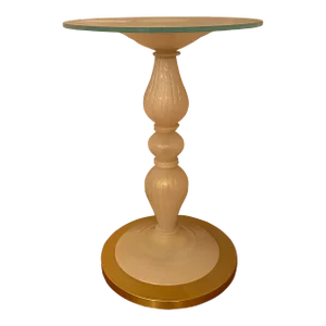 1990s Italian Venetian White and Gold Murano Glass Style Coffee Table
