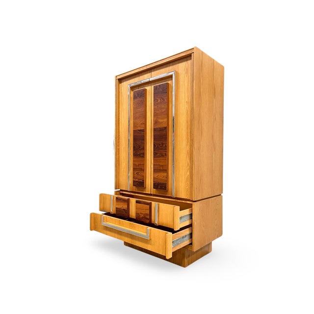 1970s Tobago Furniture Two Piece Brutalist Mid Century Modern Armoire C. 1970s For Sale - Image 5 of 8