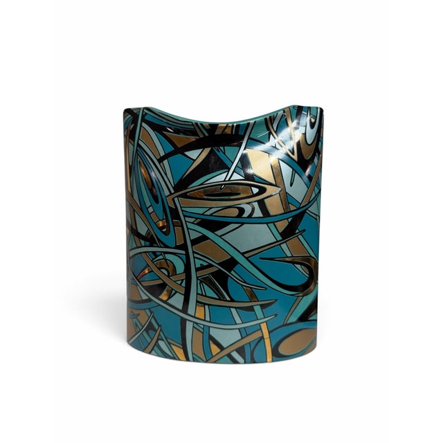 Vintage Steuler Design Memphis Style Turquoise Pillow Vase by Cari Zalloni For Sale - Image 4 of 7