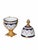Oversized French-style porcelain egg-form jar featuring hand-painted floral bouquets, deep cobalt blue accents, and ornate...