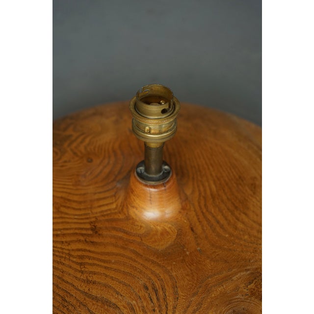French Turned Elm Wood Table Lamp, 1950s For Sale - Image 9 of 13