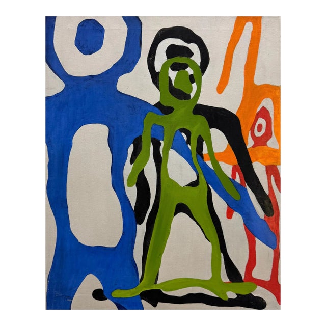 Pop Art Abstract With Cookie-Cutter Rainbow Figures (1970s) For Sale