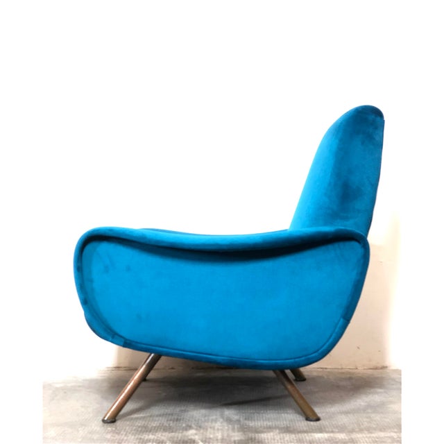 Cobalt Blue Lady Armchair by Marco Zanuso for Arflex, Italy, 1955 For Sale - Image 9 of 14