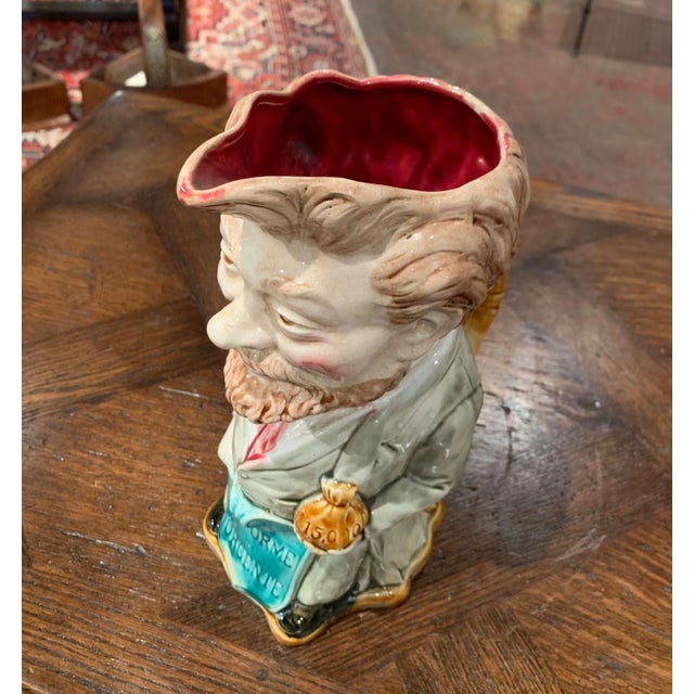 Early 20th Century French Onnaing Barbotine Camille Pelletan Pitcher For Sale - Image 9 of 13