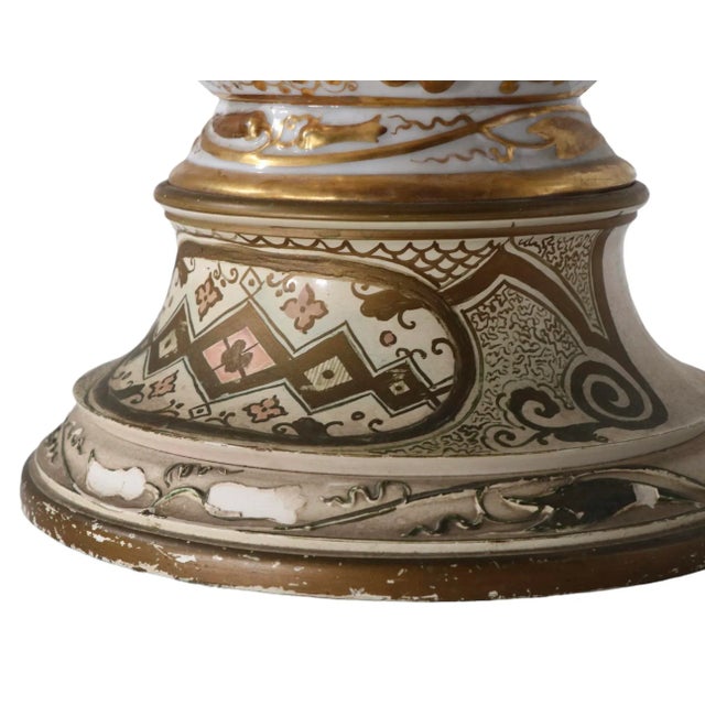 Old Paris Style Porcelain Gilt Figural Vase Table Lamp 20th C. For Sale - Image 10 of 13