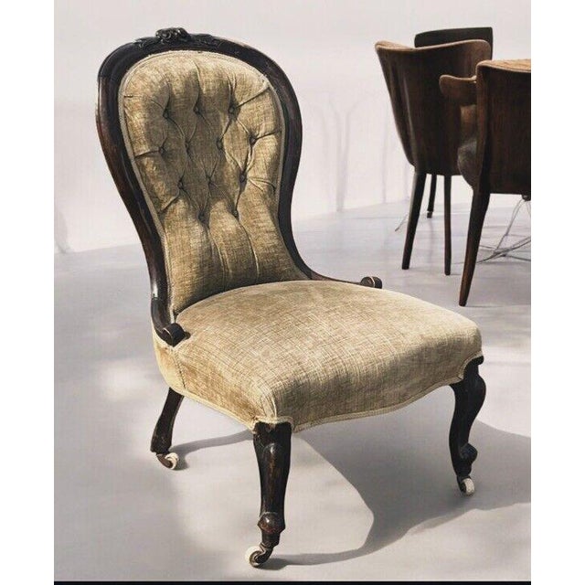 Victorian Chair with White Porcelain Castors For Sale - Image 11 of 11