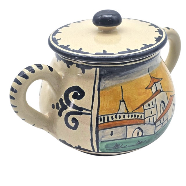 Late 20th Century Late 20th Century Corso Dei Fiori “Casolare” Cream & Sugar, Hand Painted Italian Maiolica For Sale - Image 5 of 18