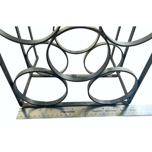 Black Vintage Mid-Century Modern Geometric Iron Wall-Mount 5 Bottle Wine Rack For Sale - Image 8 of 9