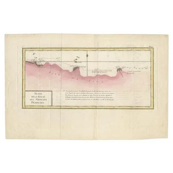 Antique map titled 'Suite de la Route des Vaisseaux Francois'. Antique map of the routes of Jean-François de Galaup to...