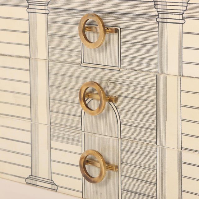 Wood A Pair of Italian Architectural Night Stands, in the Manner of Fornasetti, C. 1950. For Sale - Image 7 of 7