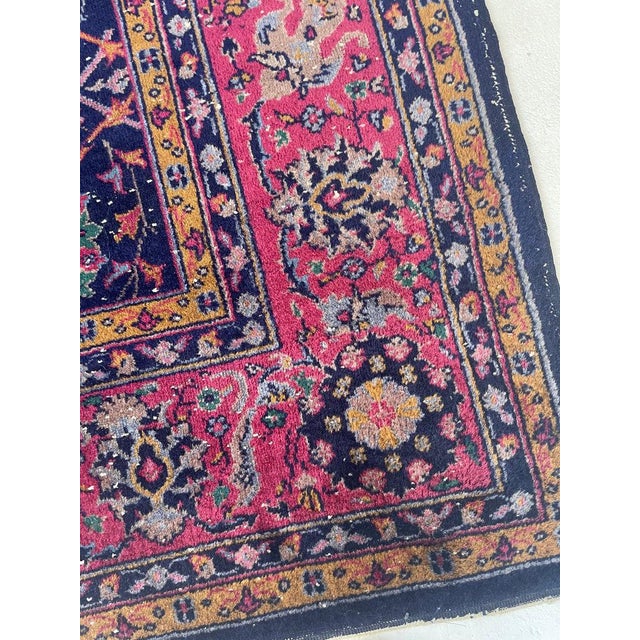 Vintage Turkish Tabriz Design Magenta Rug 9.3 x 12.2 For Sale - Image 4 of 14