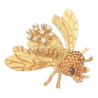Mid 20th Century Diamond Bee Brooch For Sale