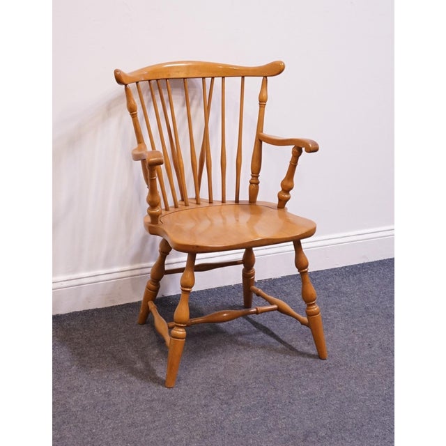 Pennsylvania House Pennsylvania House Solid Hard Rock Maple Colonial Early American Fiddleback Duxbury Windsor Dining Arm Chair 1059-110a For Sale - Image 4 of 12
