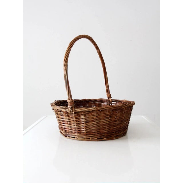 Vintage Wicker Handle Basket For Sale - Image 4 of 8