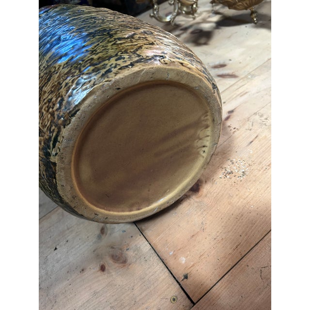 Green Arts & Crafts Style Ceramic Umbrella Stand For Sale - Image 8 of 9