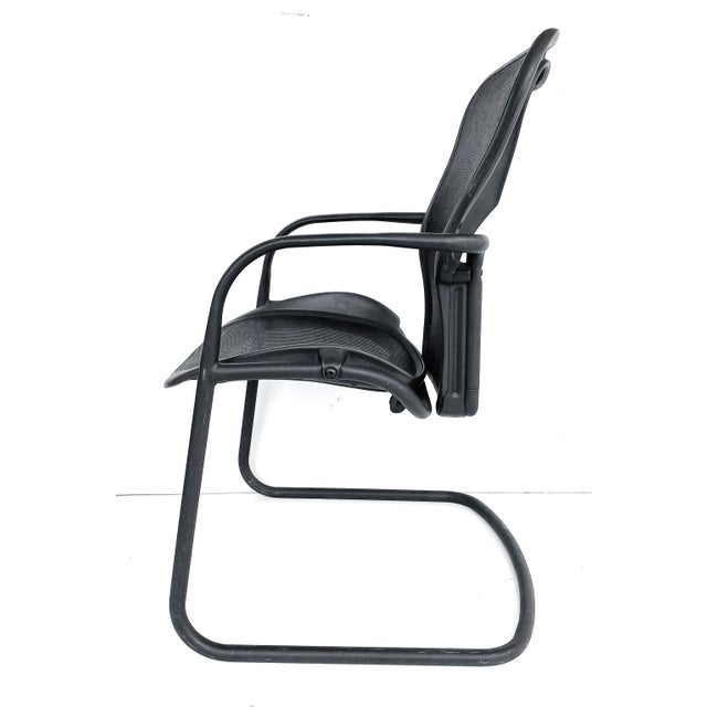 Herman Miller Aeron Ergonomic Side Chairs, Black Tubular Metal Frames