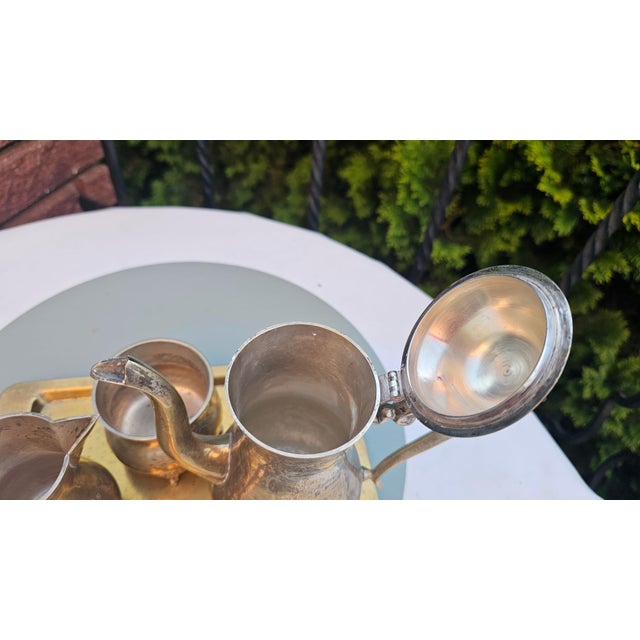 Goldenrod Antique Brass Tea Service from EPNS, 1890s, Set of 4 For Sale - Image 8 of 12