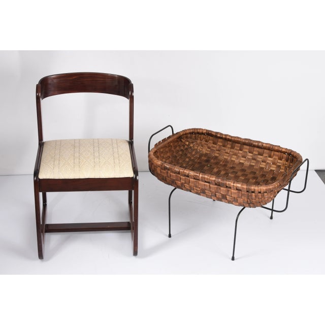 Mid-Century Italian Chestnut, Wood Metal & Brass Magazine Rack, 1960s For Sale - Image 14 of 17