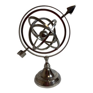 Mid=Century Rotating Nicol Armillary With Arrow and Small Center Globe For Sale