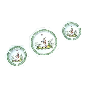 Vintage Chinoiserie Italian Set/3 Decorative Plates