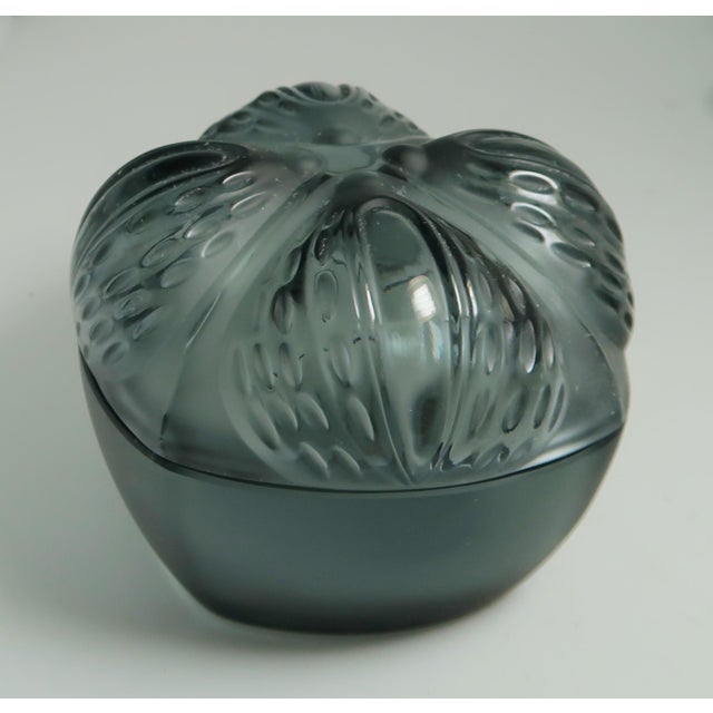 Lalique (France) - Exquisite Smoke Gray (Rarest Color!) Clear and Frosted "Mirabel" Powder Box, Retired. For Sale In Miami - Image 6 of 13
