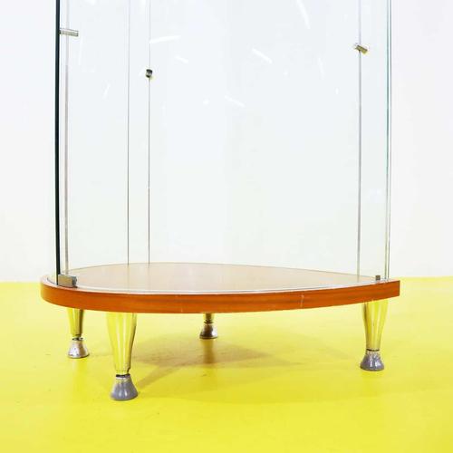Corner Display Cabinet in Glass and Wood with Triangular Base by Tonin Casa