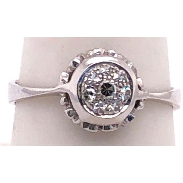 Metal 14 Karat White Gold With Center Diamond Cluster Ring For Sale - Image 7 of 7