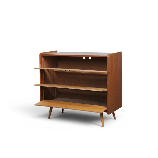 Mid-Century Modern 1950s Beech + Teak Swedish Shoe Cabinet For Sale - Image 3 of 3