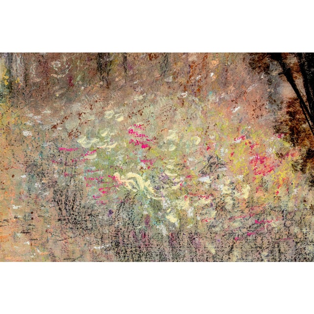 Lovely Vintage James G. Llewelyn Impressionist Garden Painting Églomisé & Pastel Mixed Media Nature Home Decot Art For Sale - Image 9 of 14
