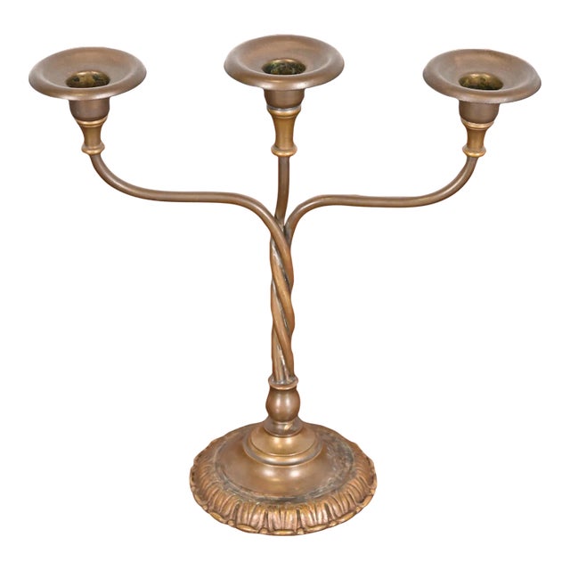 Tiffany Studios New York Bronze Three-Light Candelabrum, 1920s For Sale