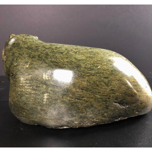 Green Mid 20th Century Carved Green Marble Hippo Sculpture For Sale - Image 8 of 10