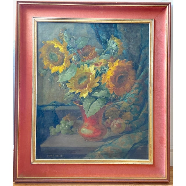 Mid-Century Modern Mid Century Floral Still Life of Sunflowers Signed Prince Betzky 1946 For Sale - Image 3 of 9